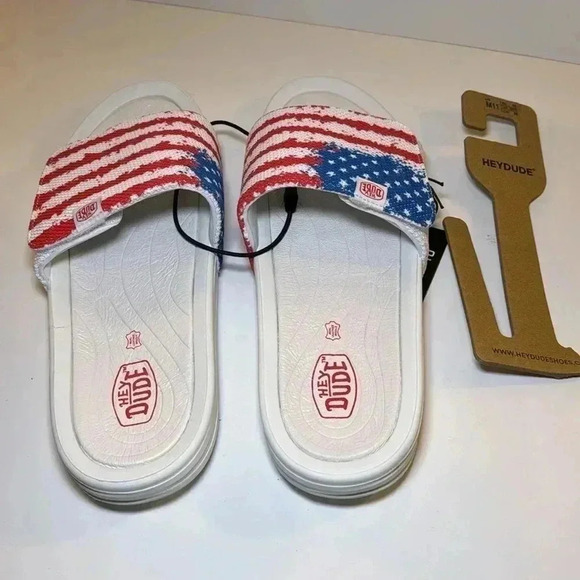 Hey Dude American flag flip flops size 11NWT - Picture 5 of 8